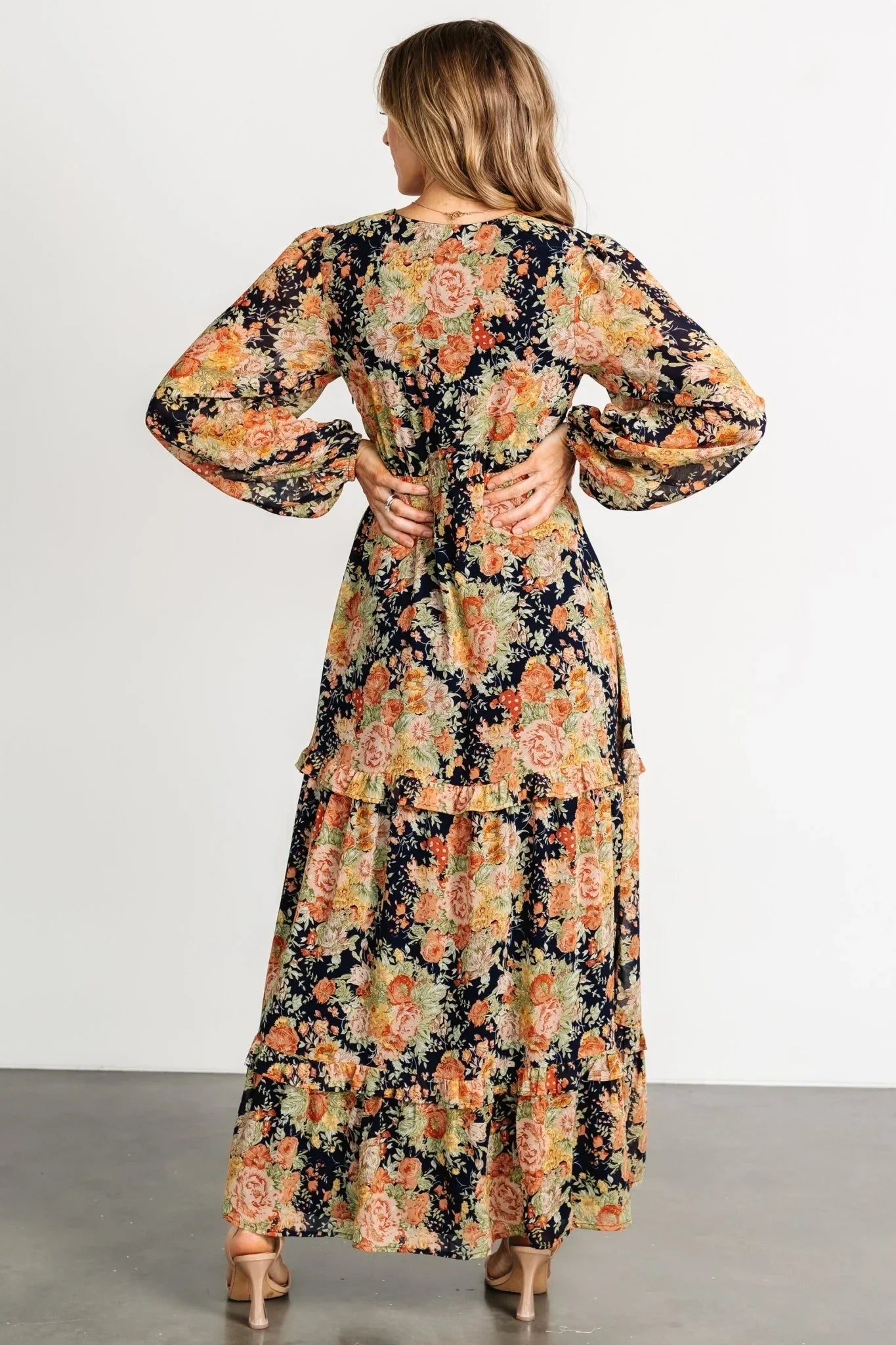 Bowman Deep V Maxi Dress | Navy Floral