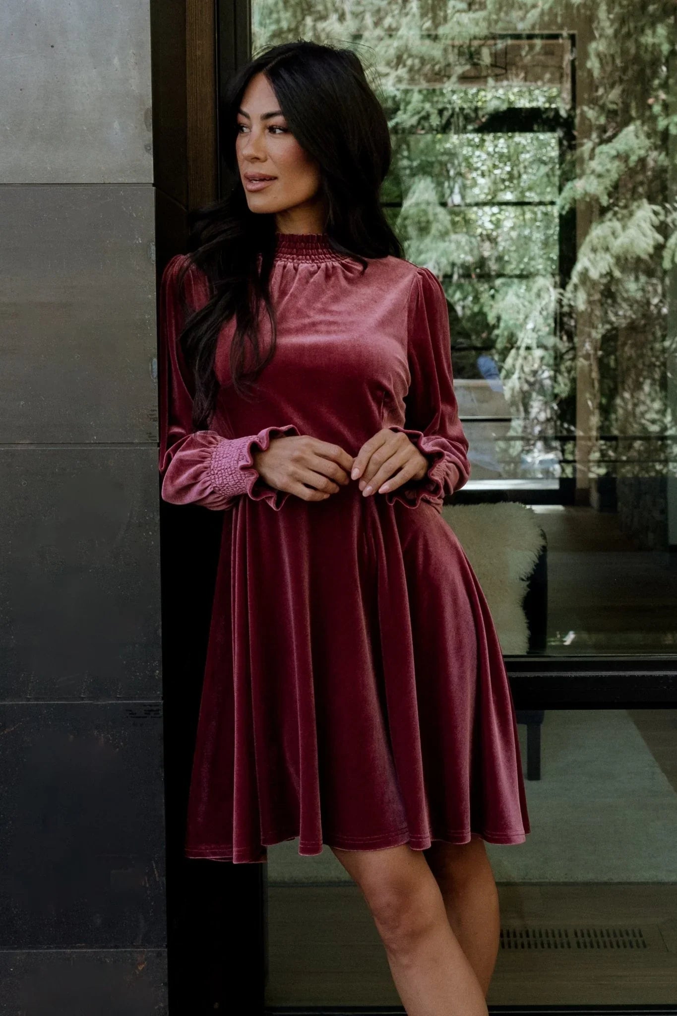 Tina Velvet Short Dress | Mauve
