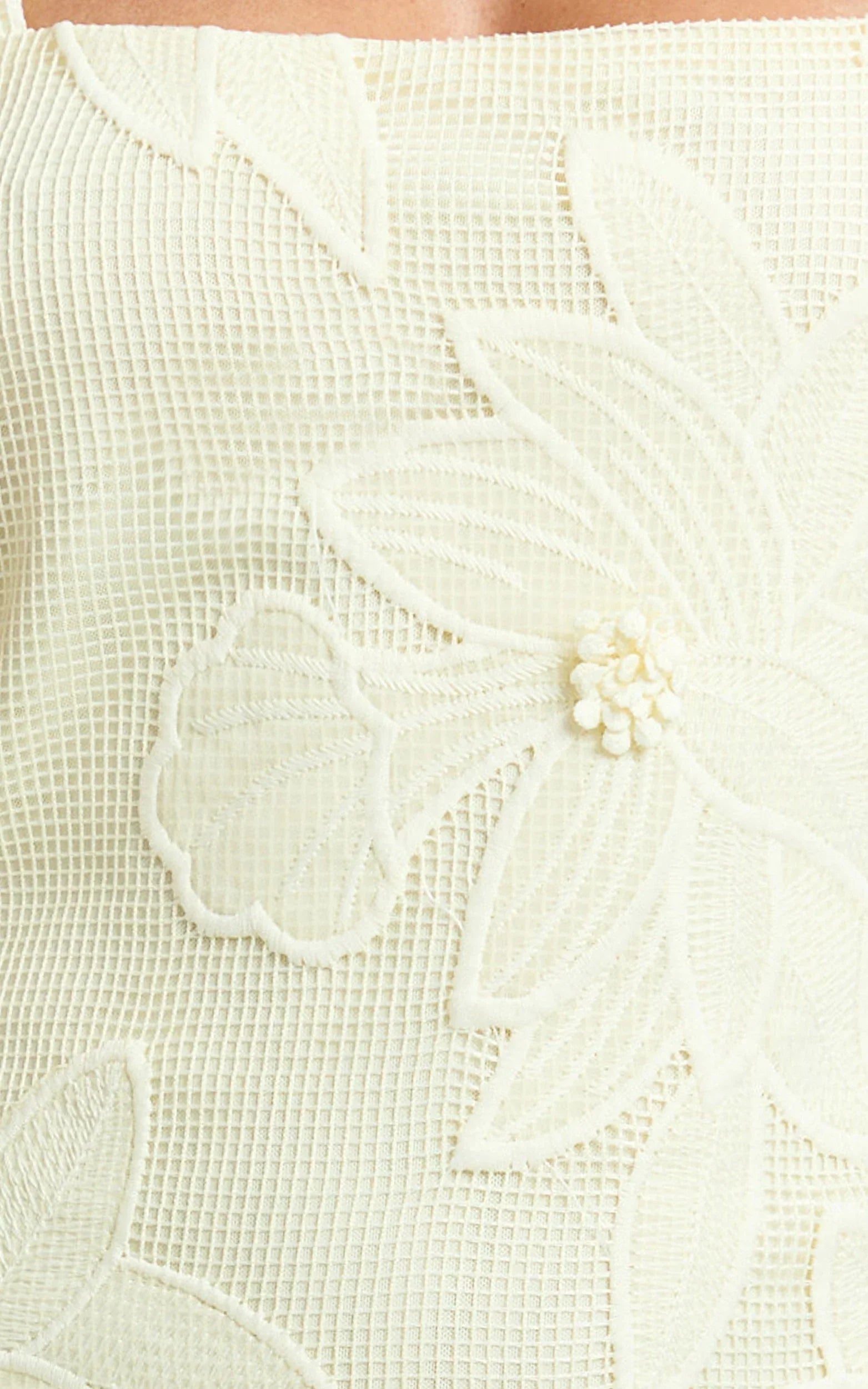 Sienna Mini Dress - Square Neck Floral Embroidered A Line Dress in Lemon