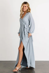 Breanne Faux Wrap Maxi Dress | Light Blue
