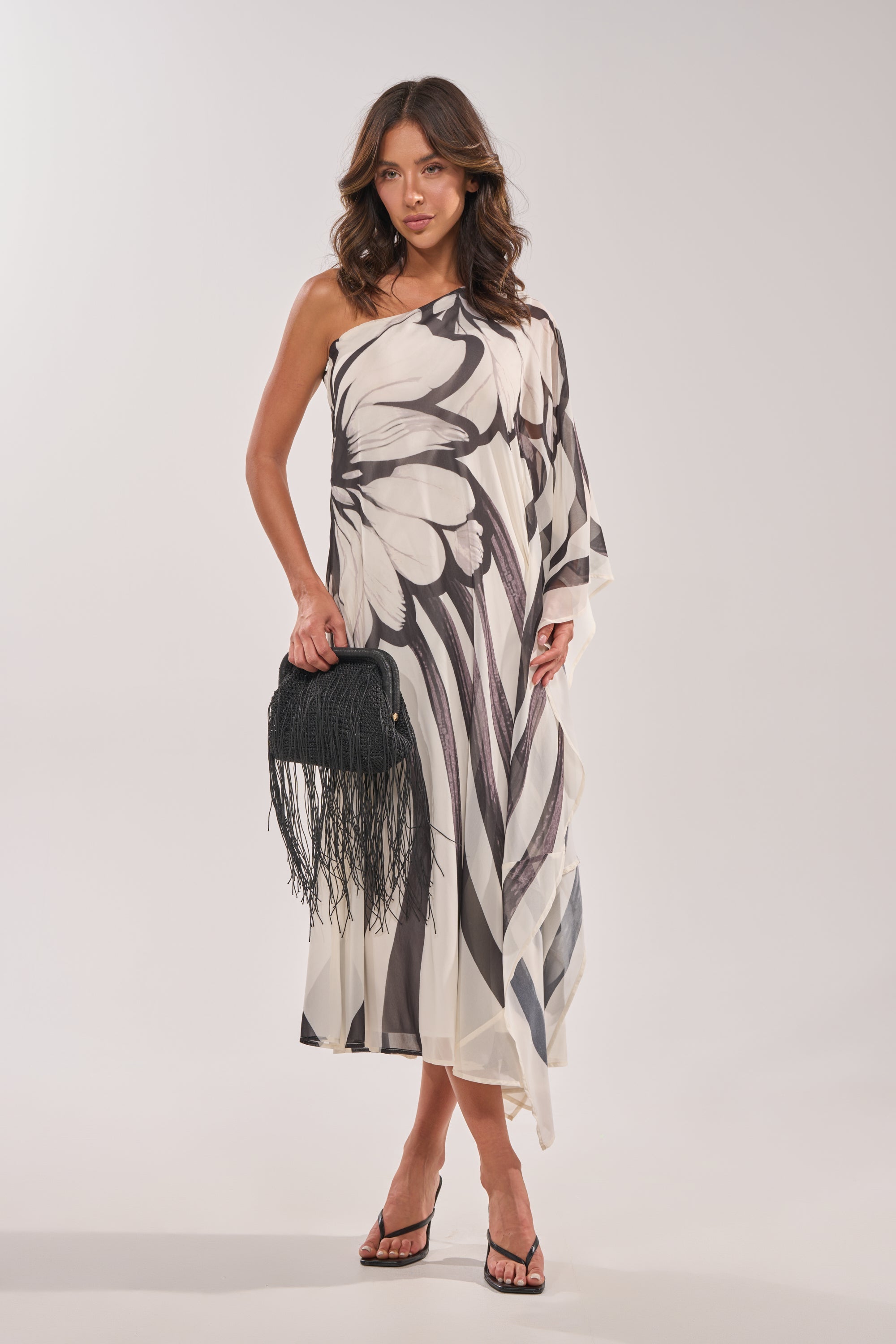 TROPICAL NIGHTS ONE SHOULDER MAXI DRESS