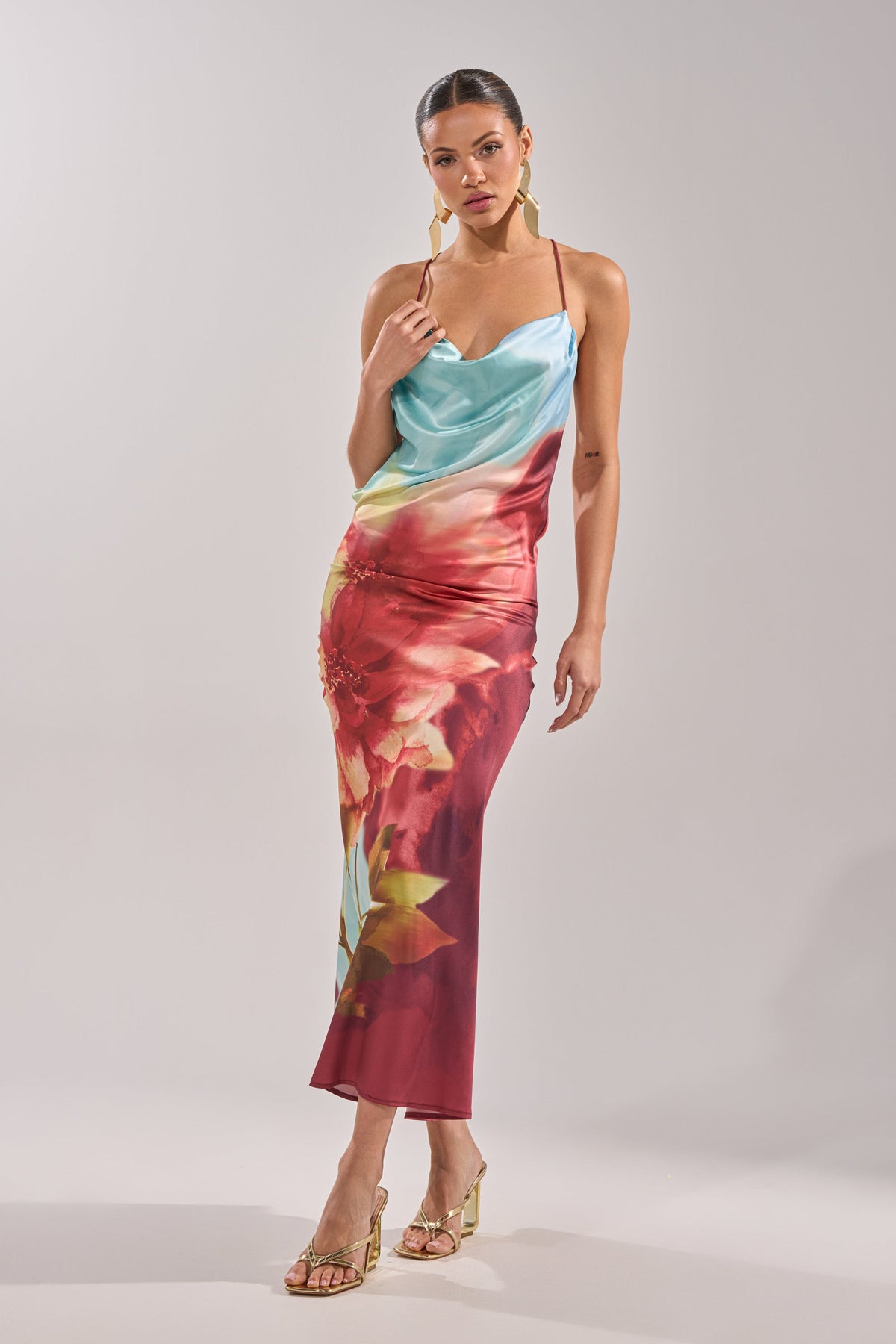WORK OF ART SATIN MAXI DRESS