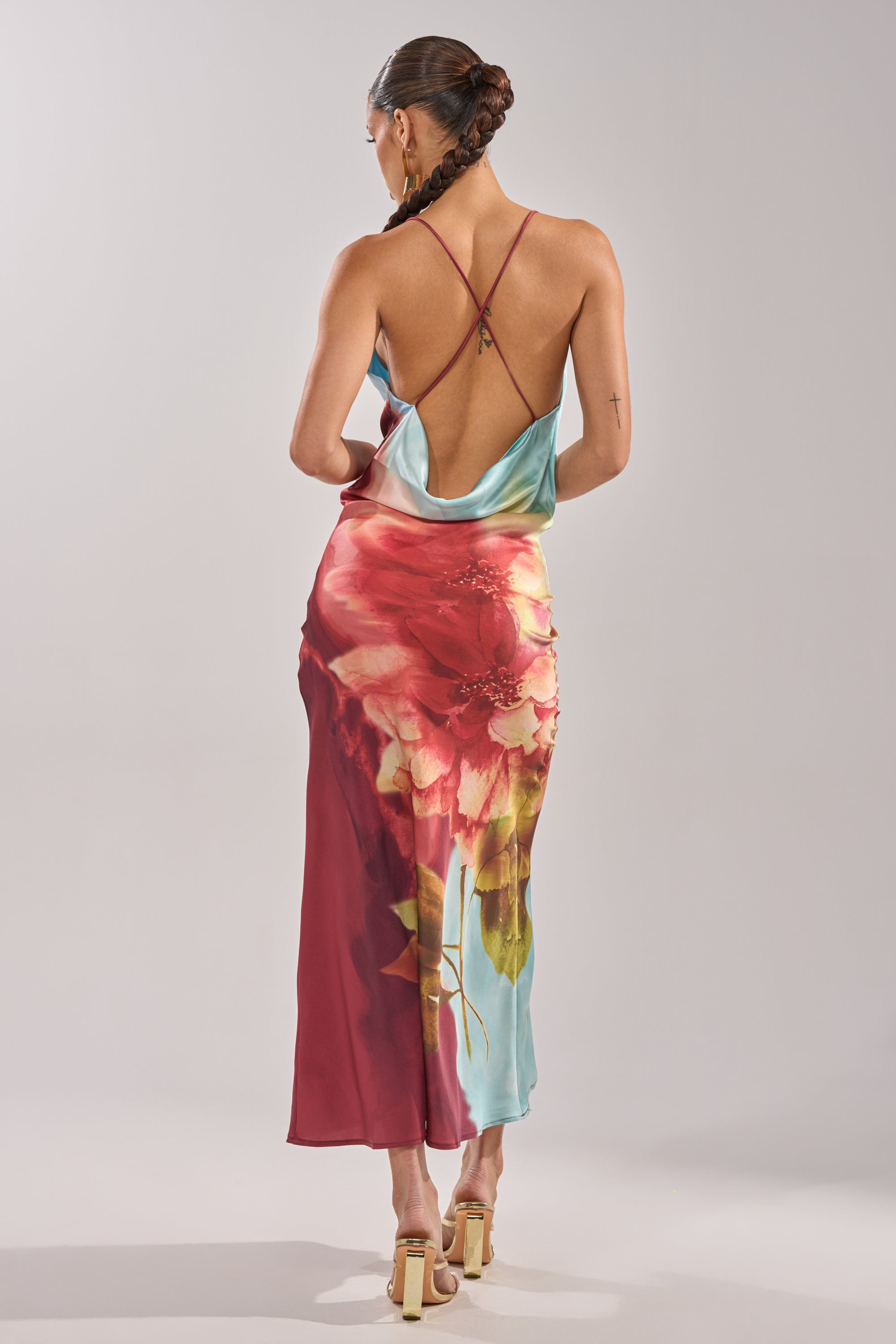 WORK OF ART SATIN MAXI DRESS
