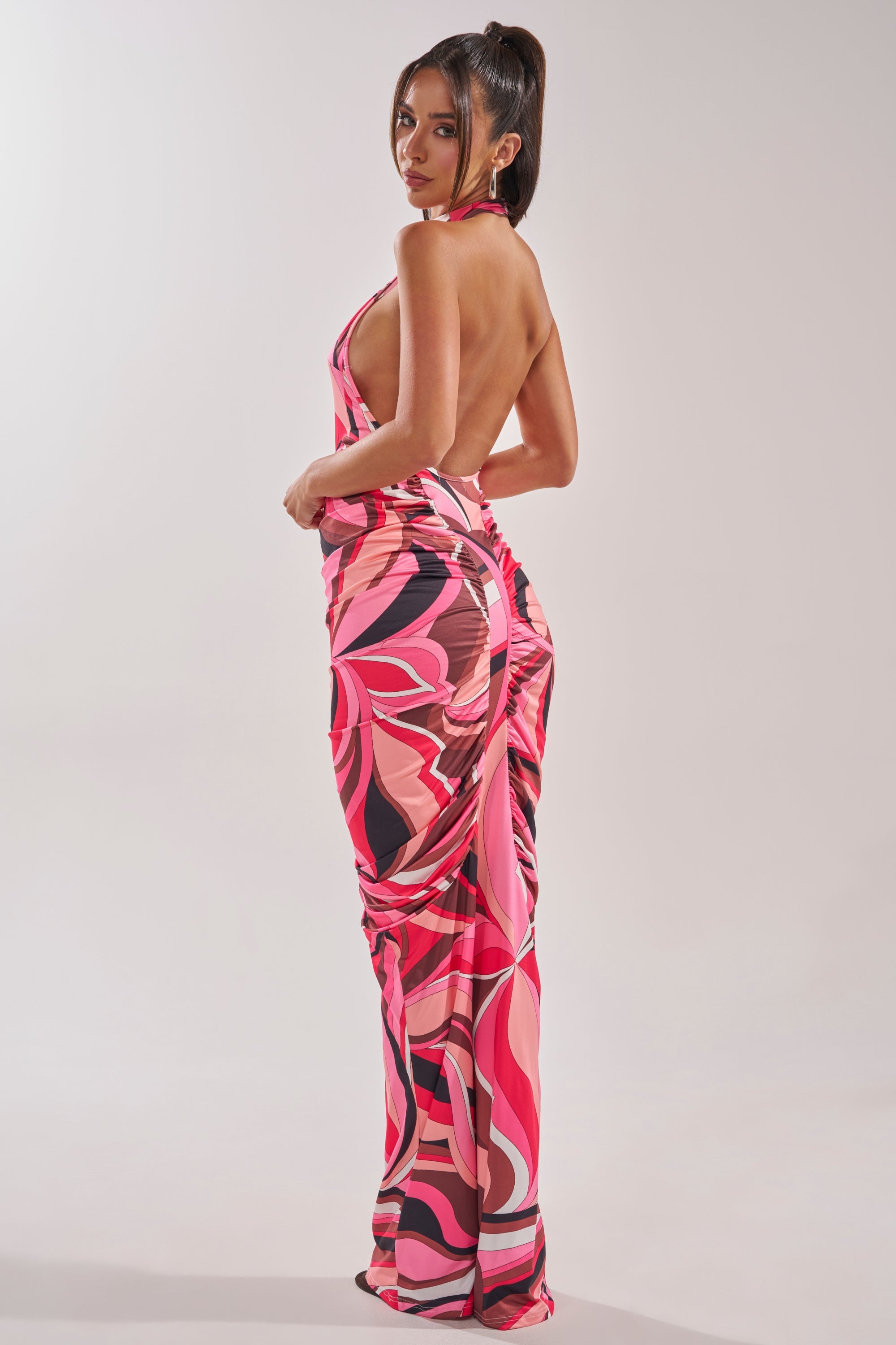 PERFECTLY EXTRA HIGH NECK PRINTED MAXI DRESS