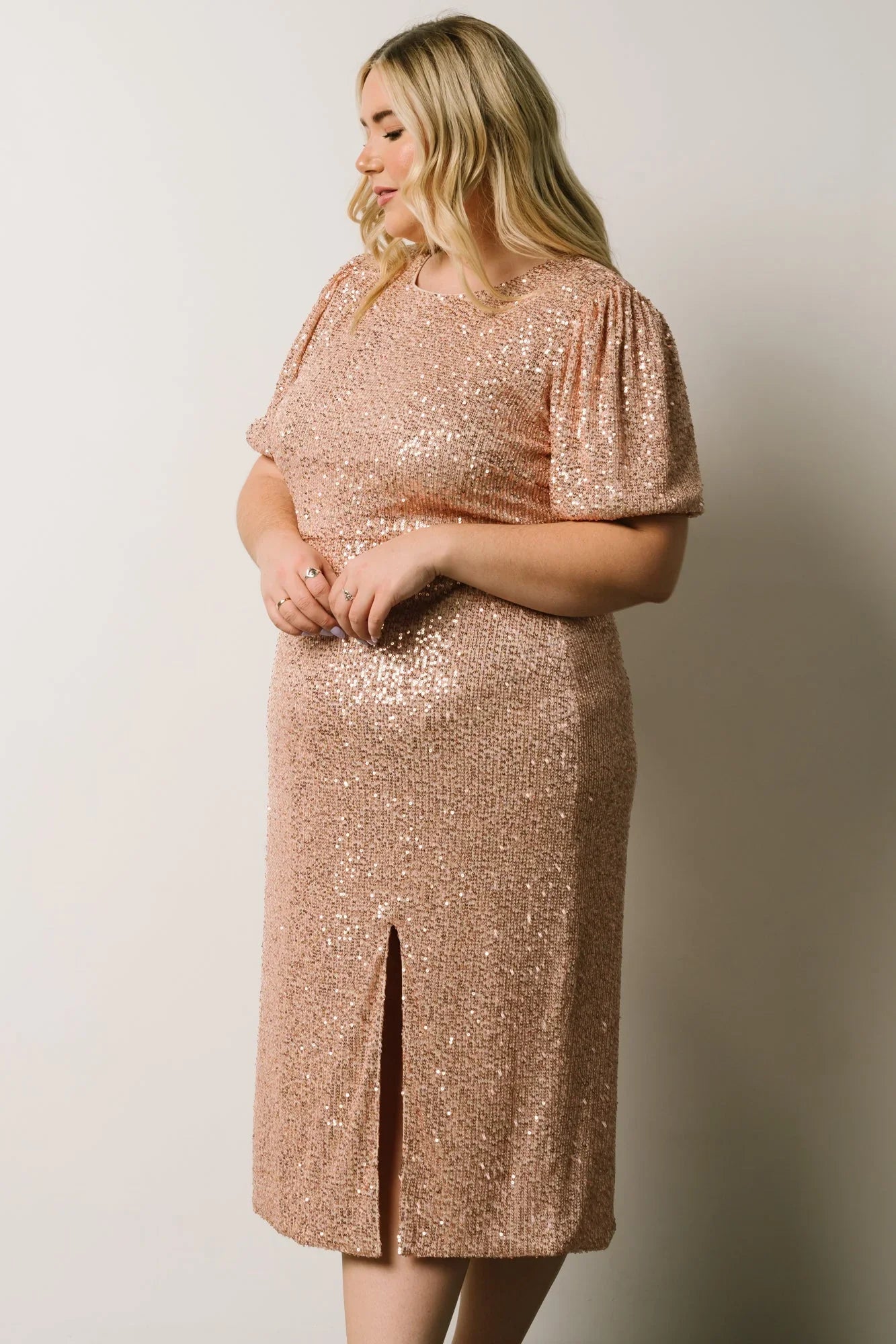 Socorro Sequin Midi Dress | Champagne