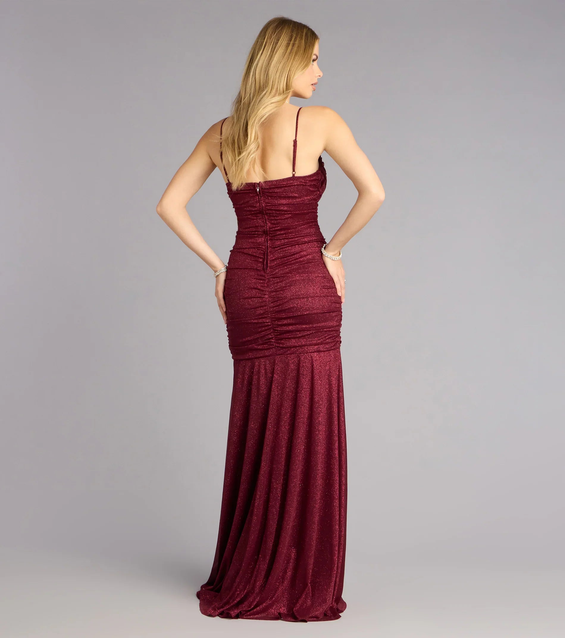 Klaire Glitter Slit Mermaid Formal Dress