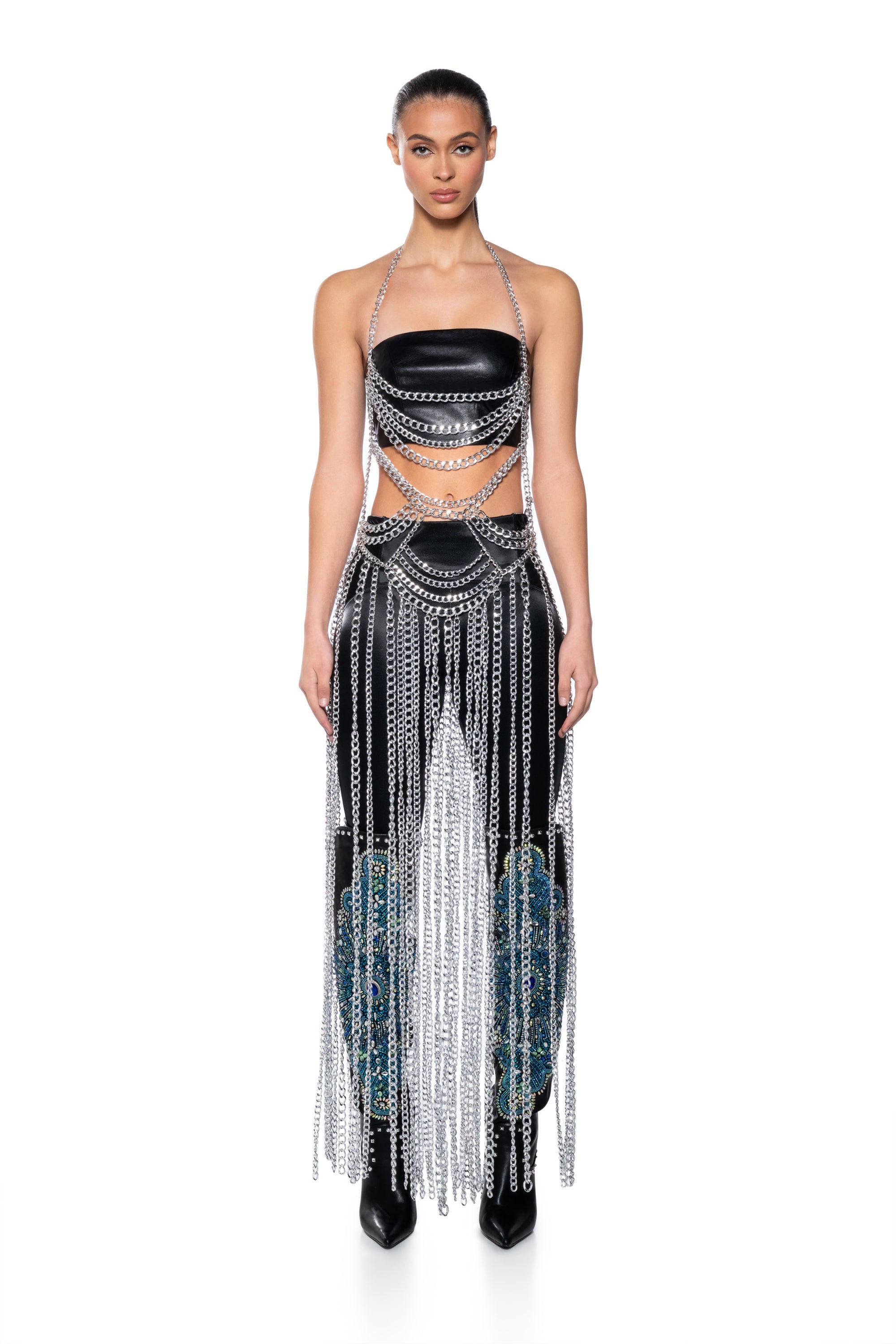 GOODBYE ANGEL CHAIN OVERLAY MAXI DRESS